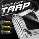 WEAVING YY Tarps Heavy Duty Waterproof 20'x40', 12 Mil Thick-Silver/Black