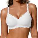 COCOMARTS Jelly Bras for Women No Underwire Scalloped Push Up Wireless Bralettes Seamless Soft Comfort Everyday Tshirt Bra (White, XXL)