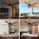 52 Inch Outdoor Farmhouse Rustic Ceiling Fan with Light, Rustic Deer Antler Ceiling Fan, IP65 Waterproof Ceiling Fan with Remote and Reversible Motor, Gazebo Fan for Patio, Porch, Bedroom