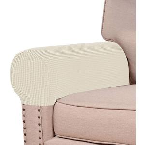 Turquoize Stretch Armrest Covers for Chairs and Sofas Couch Arm Covers for Sofa Spandex Jacquard Armrest Cover Anti-Slip Furniture Protector Armchair Slipcovers for Recliner 1 Piece, Natural