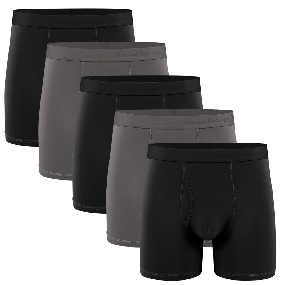 Natural Feelings Boxer Briefs Mens Underwear Men Pack Soft Cotton Open Fly Underwear M