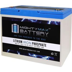 Mighty Max Battery Mighty Max Battery ML75-12LI - 12 Volt 75 AH Deep Cycle Lithium Iron Phosphate (LiFePO4) Rechargeable and Maintenance Free Battery