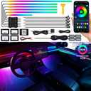 Dreamcolor Acrylic Interior Car LED Strip Light with Wireless APP, RGB 18 in 1 with 175 inches 593 LEDs Fiber Optic Ambient Lighting Kits, 16 Million Colors Sound Active Function Car Neon Lights