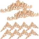 10 Pcs Wood Appliques and Onlays for Furniture, Decorative Carved Wooden Appliques DIY Onlay for Bed Door Cabinet Wardrobe Small and Large Sizes