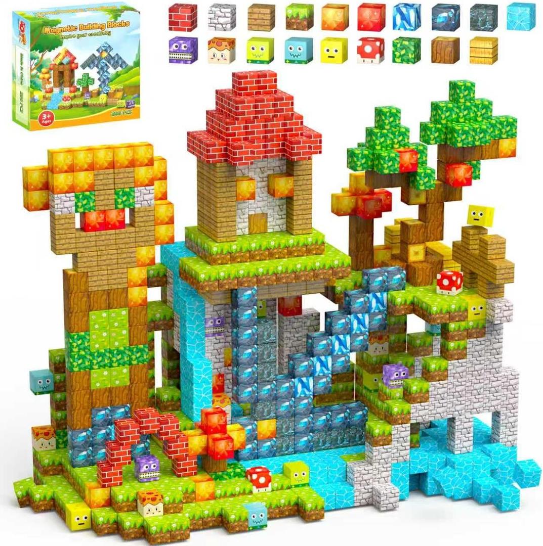 200PCS Magnetic Blocks - Magnetic Building Blocks Set, Classroom Must Haves Magnet Sensory Autism Toys, Construction Stacking Toys for Kids Boys Girls Age 3+ Years Old
