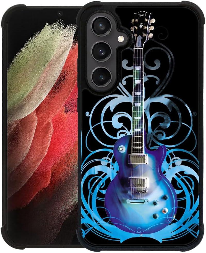 Compatible with Samsung Galaxy S24 S25 Case,Blue Guitar Style Amazing Pattern Design Shockproof Anti-Scratch Hard PC Back Case for Samsung Galaxy S24 S25