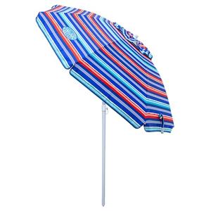 Tommy Bahama 6' UPF 50+ Tilt Beach Umbrella with Wind Vent and Carry Bag, Red and Blue Stripe