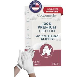 Cotton Gloves for Dry Hands Sleeping, Moisturizing Gloves Overnight, Hand Moisturizer Gloves, Moisture Gloves for Dry Hands Overnight, Sleeping Gloves, Eczema Gloves, Small 7 Pair (S - White)