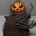 6 Feet Halloween Animatronics Light Up Talking Ghost Pumpkin with Glowing Ribs and Moving Head
