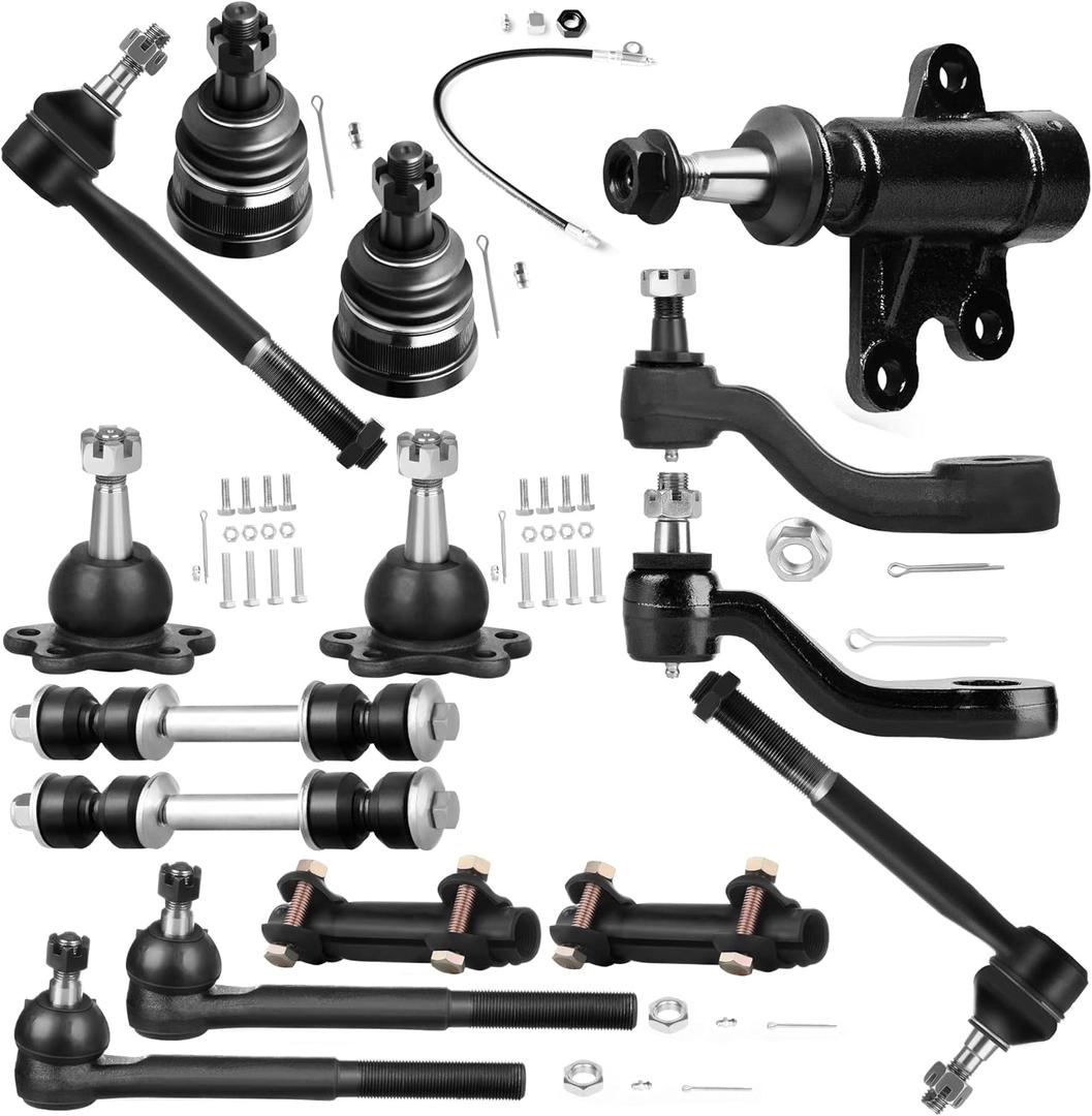 SOSOPART 15pc Set Front Suspension Kit Tie Rod End Adjusting Sleeve Sway Bar Link Lower Upper Ball Joint Idler Arm Pitman Arm Replacement for 1993-1999 For Chevy C1500 1995-2000 For Chevy Tahoe RWD