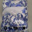 GRACE KARIN Women's One Piece Swimsuits with Cover Up Skirt Tummy Control V Neck Bathing Suits (Large, Blue White Floral)