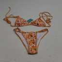 TASHEHE Women's Bikini Set High Leg Cut Double Straps Cute Triangle Swimsuit High Waist Two Piece Bathing Suit (Floral Orange / 402), Small