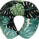 Wolf Essentials Adult Cozy Soft Microfiber Neck Pillow for Travel – Compact, Machine Washable - Perfect for Airplane, Car, or Home Use - Filled and Finished in the USA – Monstera Leaf