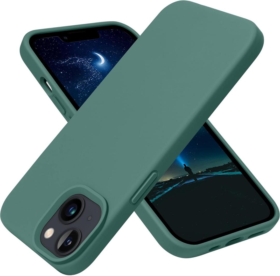OTOFLY Designed for iPhone 13 Case, Silicone Shockproof Slim Thin Phone Case for iPhone 13 6.1 inch Midnight Green