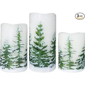 Baquler 3 Pcs Christmas Flameless Candles Projector with Remote Timer  Christmas Tree Projector Lights LED Candles Battery Operated for Xmas Home Indoor Holiday Party Decorations