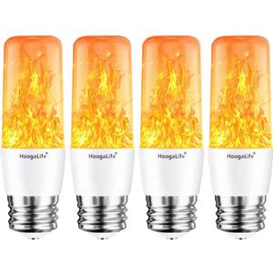 HoogaLife Flame Light Bulbs, E26 Led Light Bulb with Effect of Real Candle Fire Light, 4w Flame Bulb with Upside Down Effect, for Christmas Halloween Home Party Holiday House Room Porch