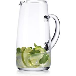 Glass Water Pitcher with Spout – 53 Oz Elegant Serving Carafe for Water, Juice, Sangria, Lemonade, and Cocktails – Clear Glass Small Beverage Pitcher. (37485)