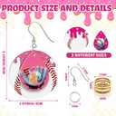 Liliaafar 244 Pcs Ice Cream Drip Baseball Earring Party Favor Gifts Bulk DIY Faux Leather Earrings Making Kit Ice Cream Drip Baseball Party Decorations for Beginner Women Baseballs Mom Craft Supplies