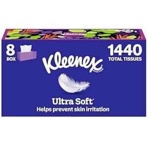 Kleenex Ultra Soft Facial Tissues, 8 Flat Boxes, 180 Tissues per Box