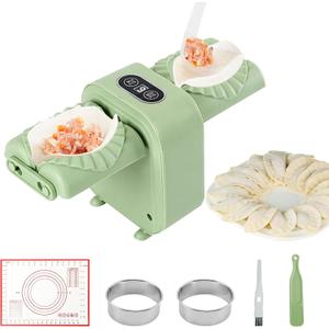 Automatic Dumpling Maker Machine,Double Head Electric Dumpling Maker,Removable Empanada Maker Press with 2 Dough Pressing Tools,Quick Dumpling Empanada Pierogi Maker Tools for Home,Kitchen.