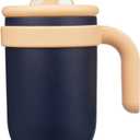 18 oz Tumbler with Side Handle, Insulated Water Bottle with Straw and 2 in 1 Lid, Stainless Steel Cup Travel Coffee Mug for Sports Office Gym,Navy Blue