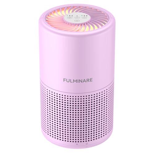 FULMINARE Air Purifiers for Home Bedroom H13 HEPA Air Purifier, 3 Speeds, Timer, 24dB, Small Mini Air Purifier with Night Light, Purple