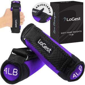 LoGest Soft Hand Weights Adjustable Straps - Comes in 1LB Weights or 2LB or 3LB 4LB - Comfortable & Secure Weighted Neoprene Dumbbells with Straps for Walking Running Cardio Workout Physical Therapy (Purple)