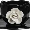Cute Ceramic Coffee Cups, Unique Fancy Tea Cups with Saucer, 11OZ for Cappuccino Latte Milk