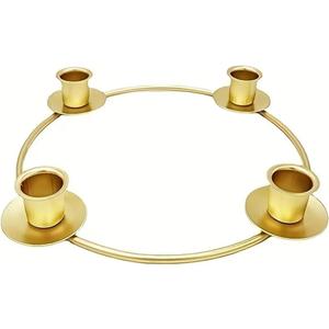 Advent Wreath Candle Holder, Gold Christmas Candle Rings for Taper Candles, Advent Wreath 4 Candle Holder for Christmas Holiday Home Party Church Catholic DIY Decor
