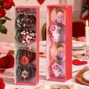 50Pack Red Chocolate Covered Strawberry Box for 4, Macaron boxes, Long Treat Box for Truffles, Cookies, Ores, Chocolate Cocoa Bombs&Cake Ball Bakery Packaging Supplies