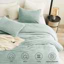 CozyLux Fluffy Queen Comforter Set - Super Soft Faux Fur Sage Green Comforter Queen Size, Winter Warm Fleece Bedding Set, 3 Pieces Plush Fuzzy Bed Set (1 Shaggy Comforter, 2 Pillowcases)
