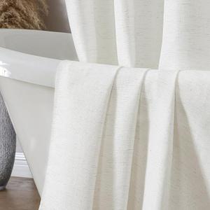 OVZME Boho Shower Curtain for Bathroom 72 Inches Long, Natural Soft Fabric Linen Textured Cloth Shower Curtain, Modern Farmhouse Boho Style Bath Decor with Top Grommets Design, 65Wx72L Inches