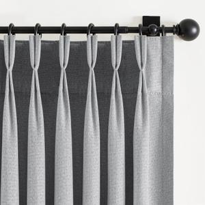 Pinch Pleated Full Blackout Curtains for Bedroom & Living Room, Linen Textured Thermal Insulated Blackout Window Curtains & Drapes 95 Inches Long, 2 Panels Set(40" W x 95" L, Grey)