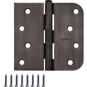 Door Hinge 4 Inch Interior Door Hinges Oil Rubbed Bronze Black 4 Inch Interior Hinges Flat Iron Hinge 4"x 4" Door Hardware 5/8" Radius - 12 Pieces
