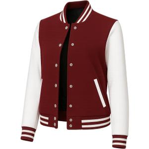 Womens Bomber Varsity Jacket  Fleece Letterman Jacket for Women, Standard & Cropped Styles (Large)