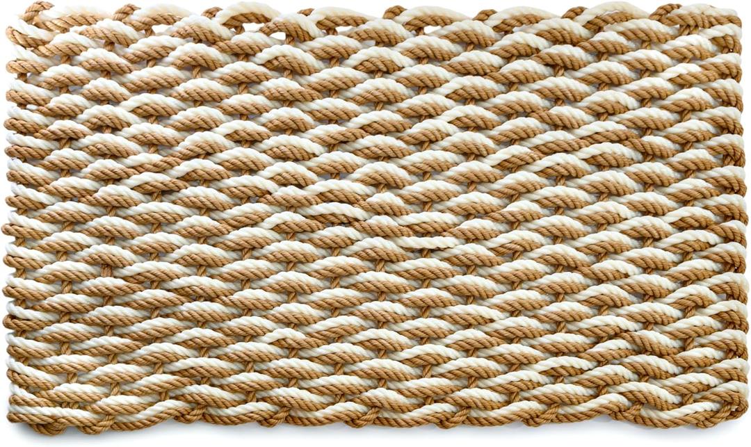 MAINEVENT Lobster Rope Mat Sand 30x17 Inch, USA-Designed Lobster Rope Door Mat Outdoor, All-Weather Nautical Door Mat, Non-Fade Lobster Doormat, Front Door Welcome Mat