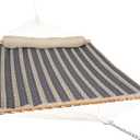 Sunnydaze Quilted Outdoor Hammock with Spreader Bars - Heavy-Duty 450-Pound Capacity Double Hammock for Outside - Mountainside