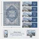 8x10 Area Rugs for Living Room: Washable Rug Soft Vintage Boho Medallion Carpet Indoor Floor Non-Slip Stain Resistant Large Carpets for Bedroom Dining Room Farmhouse Nursery Home Office Blue