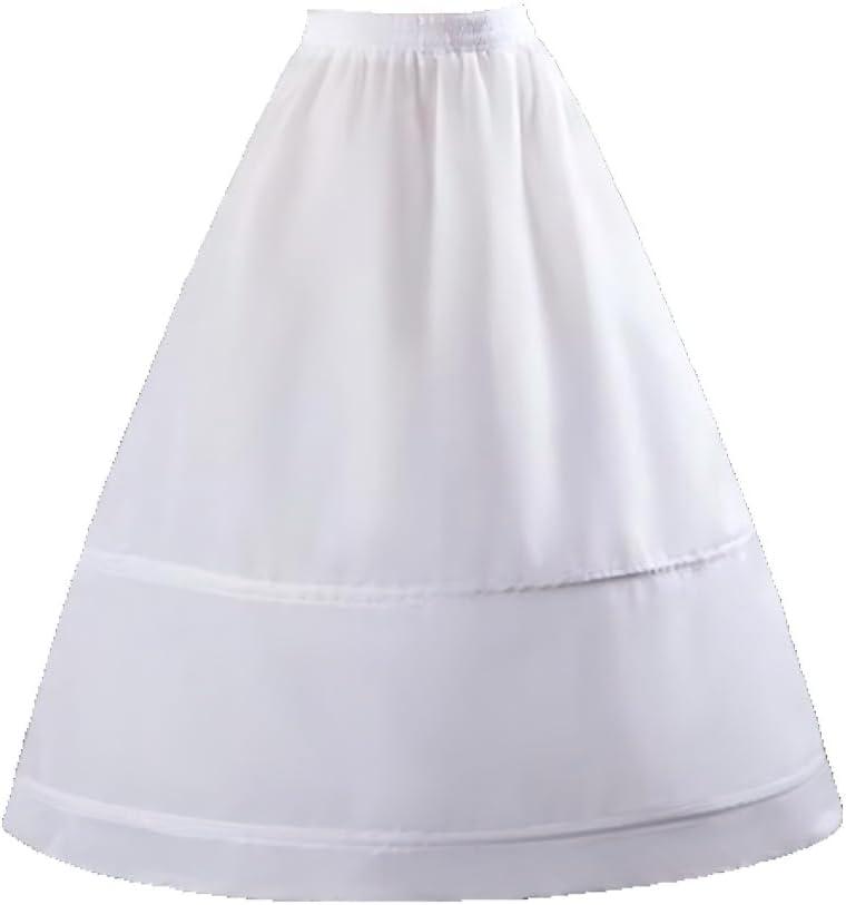 Women's Crinoline Petticoat A-line 3-Hoop underskirt suitable for wedding ball dresses bridal Tutu Tulle Slips Skirt (White (2 Hoops))
