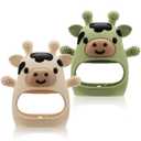 2 Pack Baby Teething Toys for 3-6 6-12 Months, Food Grade Silicone Infant Teether Mitten, Baby Essentials Teething Relief, Newborn Essentials Chew Toys for Sucking Needs (White & Green)