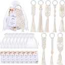 Giegxin 24 Pcs Boho Party Favors Macrame Keychains Bulk with Handcrafted Tassel Organza Bags Thank You Tags for Keys Purses Wallet Wedding Bridal Shower Baby Shower Boho Party Favors