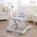 Dream On Me Mia Foldable Baby Walker in Grey, Foldable Walker with Adjustable Heights, Removable, Machine Washable High-Back Padded Seat, Suitable for 6-12 Months