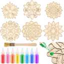Gilprop 15 Pcs Diwali Mandala Sand Art Kit 6 Reusable Mandala Base 8 Vibrant Rangoli Powder Colors with 1 Brush Diwali Sand Painting for Adults Boys and Girls(Large&Medium)
