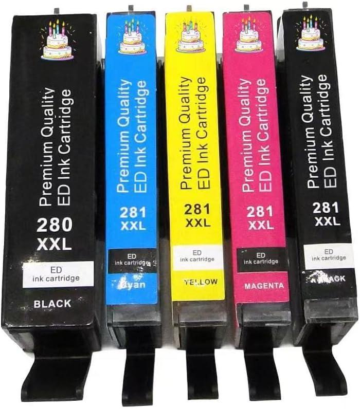 Compatible Ink Cartridge PGI-280XXL CLI-281XXL 280 Ink 281 Work with PIXMA TS6120 TS6220 TS6320 TS8120 TS8220 TS8320 Printer(5 Pack)