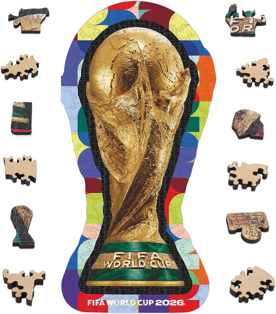 FIFA World Cup 2026 Trophy Wooden Puzzles - 5MM Thick Officially Licensed Poster Puzzles - Premium World Cup 2026 Merchandise, Memorabilia Gift for Football Fan, 200 pcs Jigsaw Puzzle