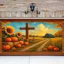 Thanksgiving Garage Door Cover Fall Garage Door Banner Pumpkin Garage Door Decorations Autumn Garage Mural 13x6ft Cross Harvest Sunflower Barn Backdrop for Outdoor Fall Porch Decor (orange-yellow-green)