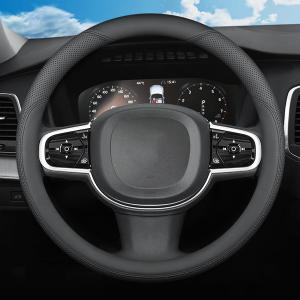 Steering Wheel Covers for Jeep Wrangler JK JL Gladiator Renegade Grand Cherokee/Cherokee Compass Patriot 4XE Rubicon JKU Mojave X Sport S TJ Car Accessories, 2026 Black Leather 14.5-15 inch