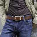 2 x Men's Leather Reversible Belts 1 Pack,1 3/8" Casual Fashion Two Sides in One Belt for Jeans Dress Pants