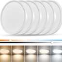 Dimmable 12Inch LED Flush Mount Ceiling Light, 24W, 2520LM, 2700K/3000K/4000K/5000K/6000K CCT Selectable,LED Round Flat Panel Light Dimmable from 5% to 100% for Bedroom,Kitchen,Hallway, White 6PK