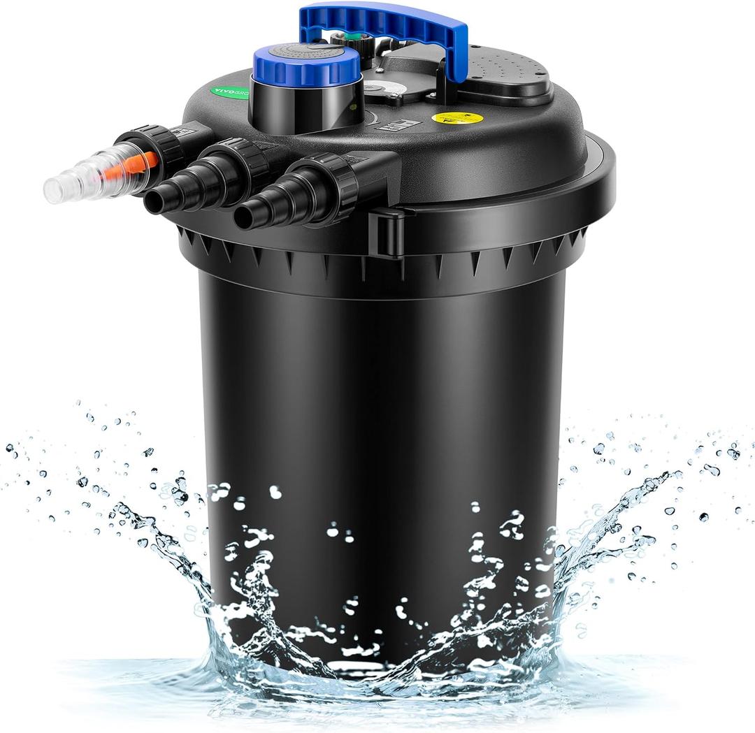 VIVOGROW Bio Pressure Pond Filter, with 13W UV-C Light, 2630 GPH Suitable for Koi Ponds up to 1300 Gallons or Landscape Pools up to 2600 Gallons